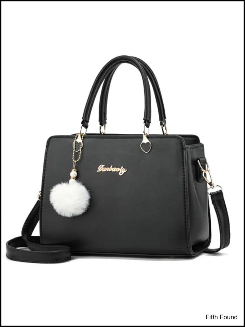Small PU Leather Crossbody Satchel Handbag with Plush Ball Pendant